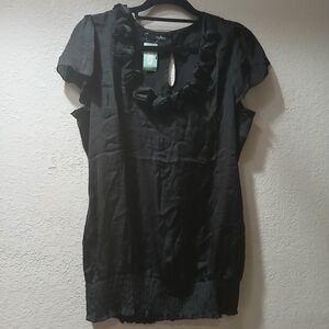 Elegant Black Ruffled Women's Top